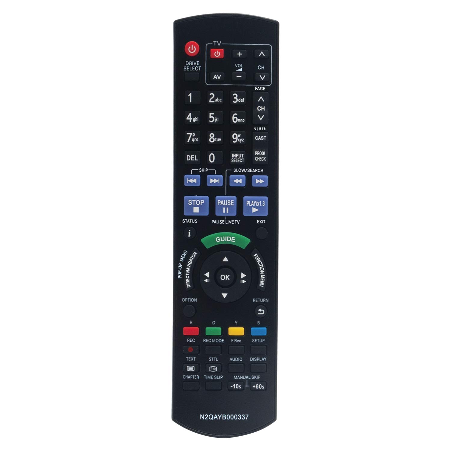 N2QAYB000337 Replace Remote Control - VINABTY N 2 Q A Y B 000337 DVD Remote Control Replacement for Panasonic Rekorder N2QAYB000337 Remote Control