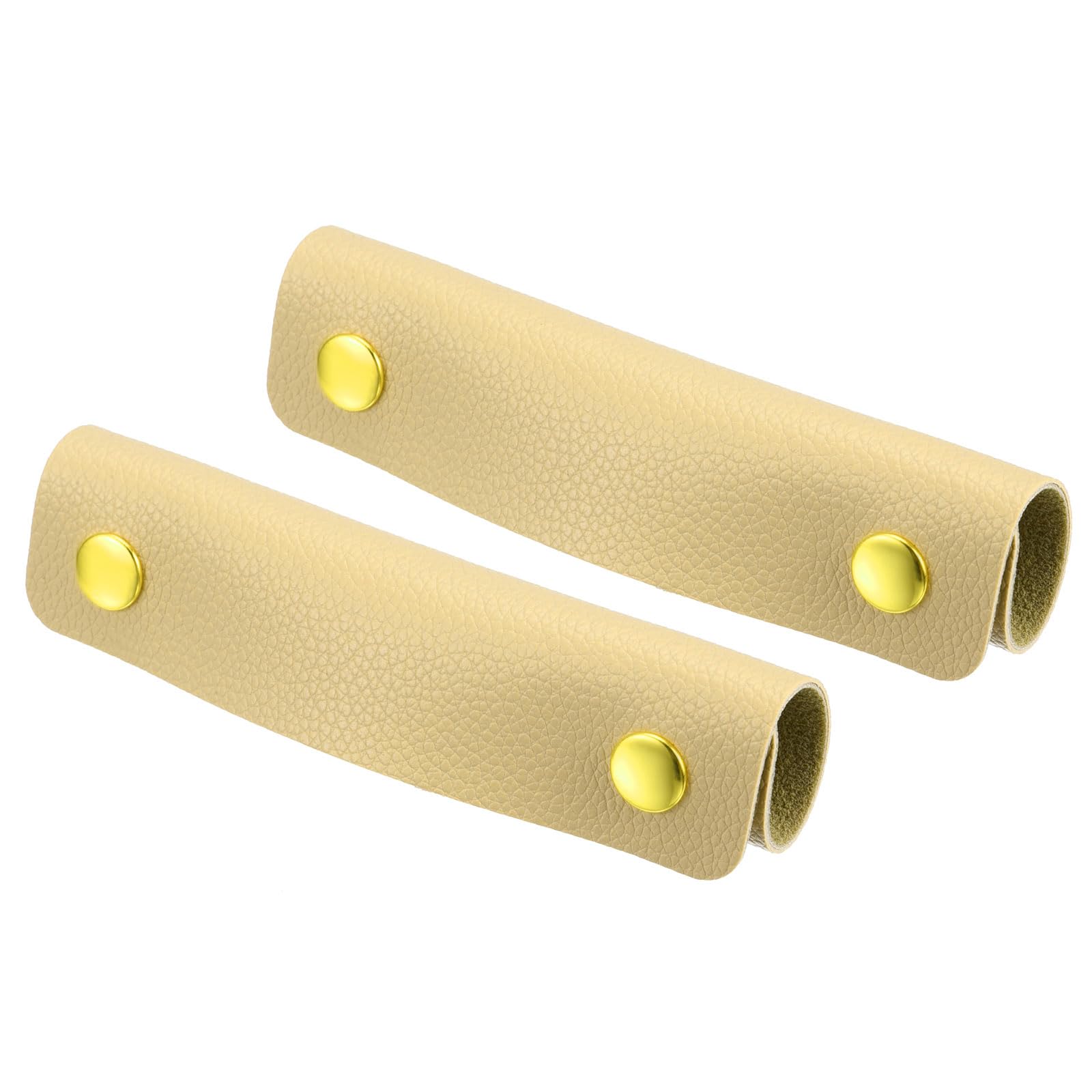 PATIKIL Luggage Handle Wrap, 2 Pack PU Handbag Grip Cover Protector Identifier with Clasp for Suitcase Grocery Shopping Bag, Apricot