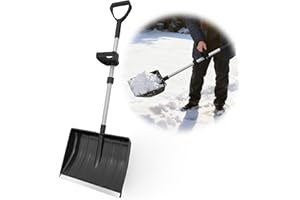 SFAED Snow Shovel for Driveway, Snow Removal Shovel with Ergonomic D-Grip Handle, Lightweight Shoveling Tool, Large Capacity Shovel for Garden, Car Garage, Home Sidewalk and Camping, Black