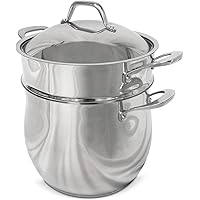 Fortune Candy 10-Quart Pasta Pot with Strainer Insert, Multi Cooker Cookware Set, 18/8 Stainless Steel, 3-Piece…