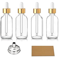 AOZITA Set of 4, 2 oz Golden Cap Clear Dropper