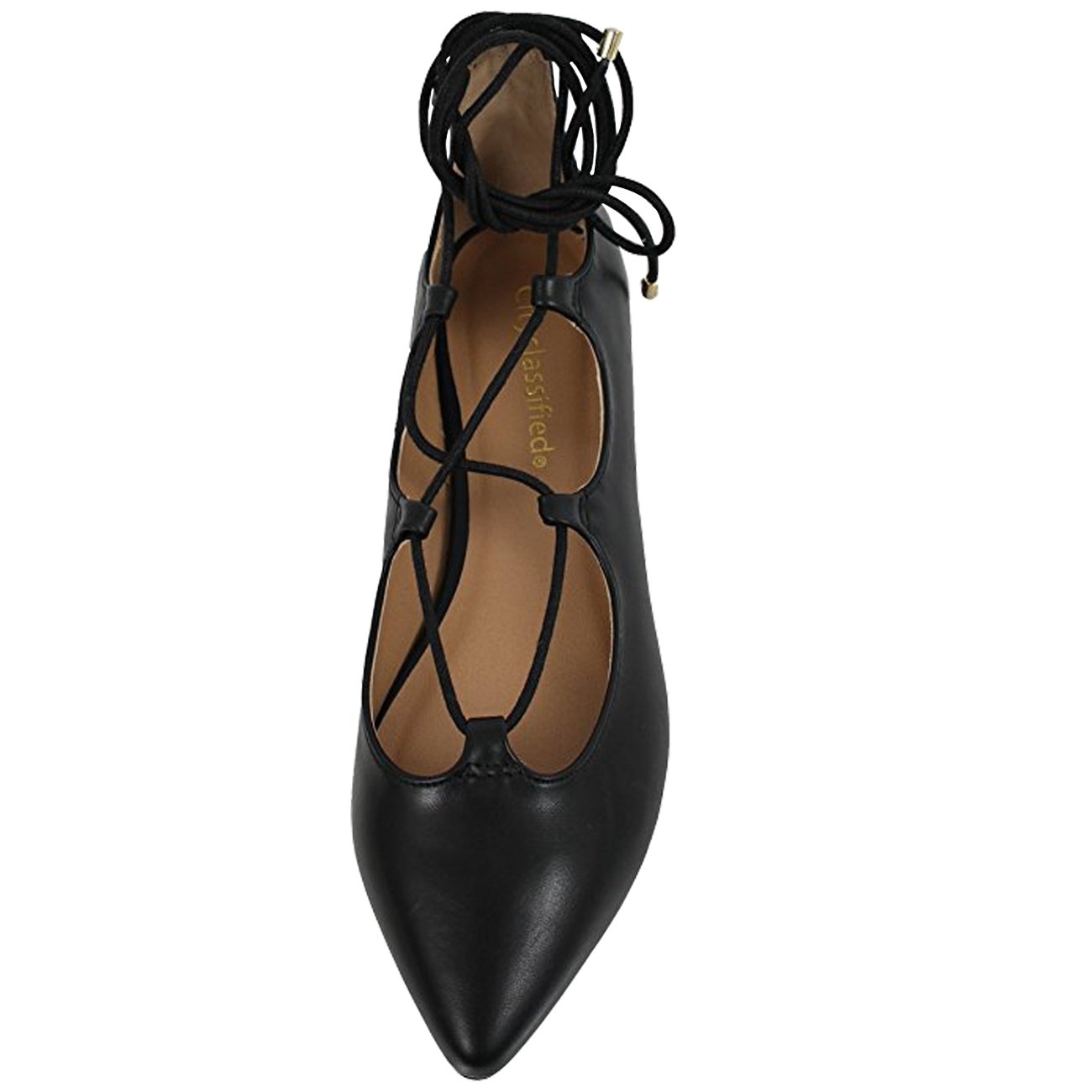 City Classified Comfort Pointy Lace Up Ballet