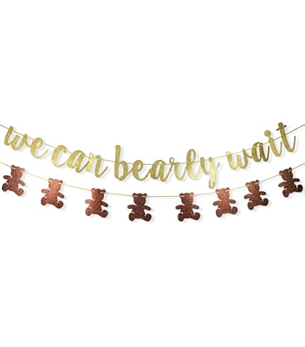 We Can Bearly Wait Banner - Teddy Bear Gender Neutral Baby Shower Garland Decor