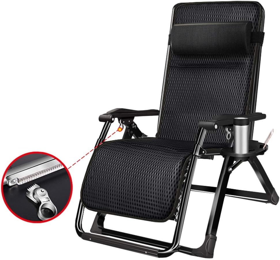 ZHJYD Household products Relaxer Sun Lounger Garden Folding Reclining Chairs Outdoor Lounge Chair with Headrest for Beach Patio Camping Deck 150KG Weight Capacity