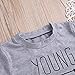 Children Gray Young Wild Three Birthday Brother Twin Letter Print T-Shirts