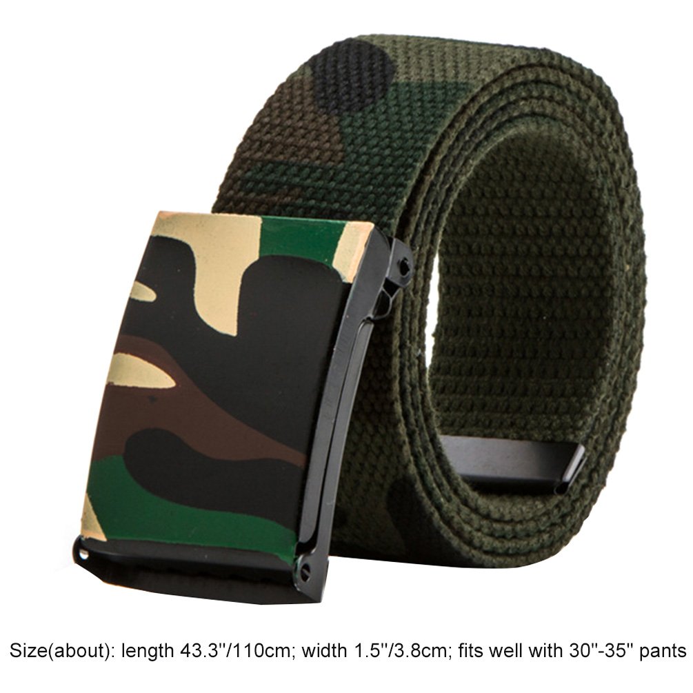 Vbiger Men\'s Plain Canvas Casual All-match Belt (D-Army Green / 110cm)