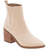 Coutgo Womens Pointed Toe Ankle Boots Chunky Block Stacked Heel Side Zipper Chelsea Fall Booties