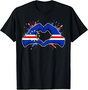 Cape Verde Flag Pride Heart Cape Verdean Men Women Girl Kids T-Shirt