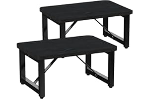 YAKANJ Step Stool (2 Pack),Sturdy Wooden Step Stool for Adults Kids Toddler,Heavy Duty Stable Foot Stool for Kitchen Bathroom Bedroom Closet Garden Living Room Hold Up to 500 Lbs-Black