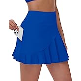 MIVEI Swim Skirts for Women Tummy Control - High Waisted Ruffle Tankini Swimsuit Bathing Suit Bottoms with Zipper Pocket