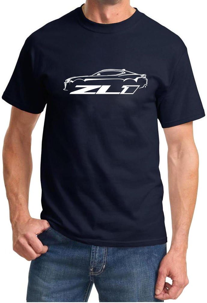 2016-18 Camaro ZL1 Classic Car Outline Design Tshirt Large Navy Blue