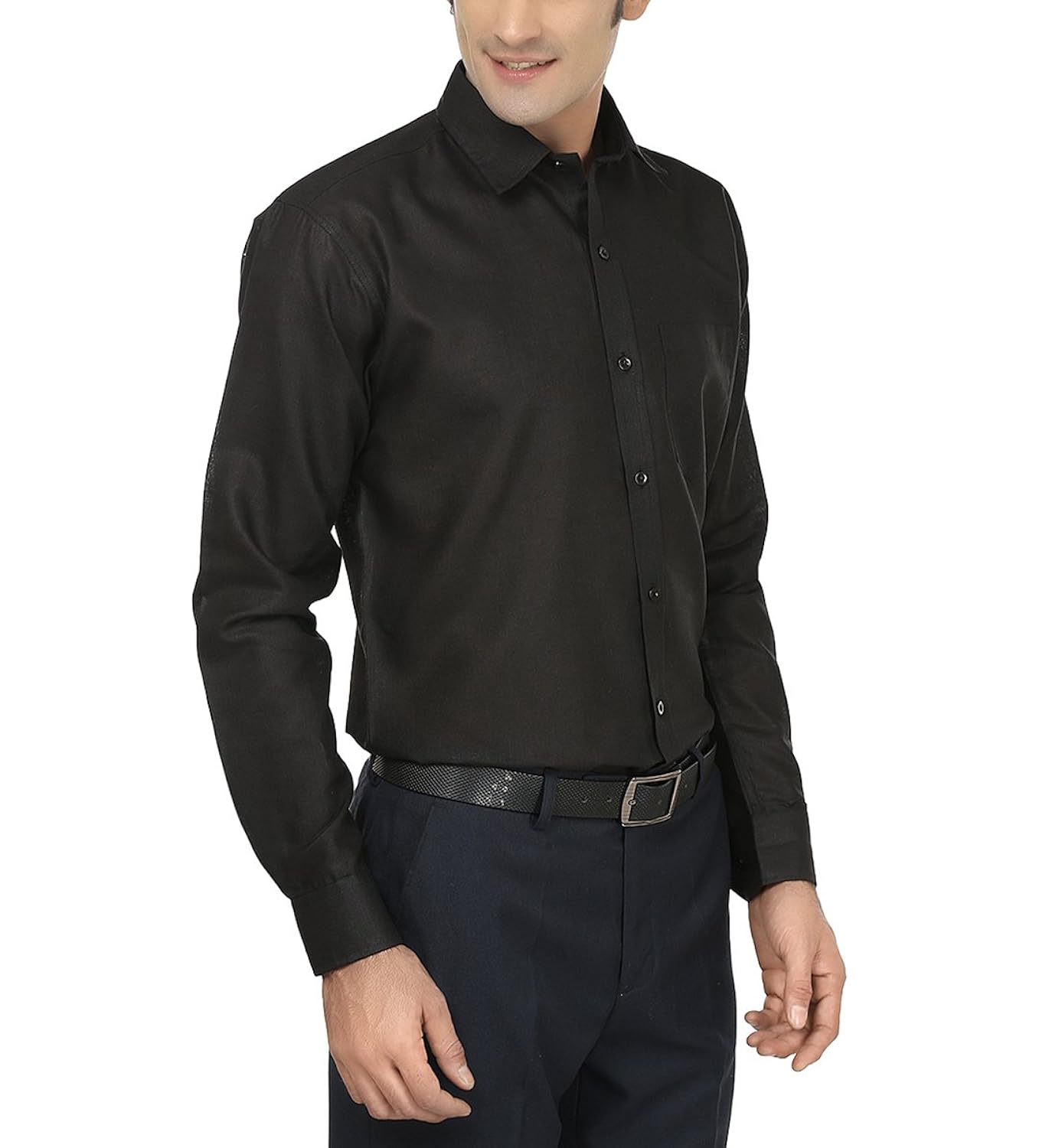 jay & u men's cotton linen blend formal shirt