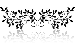 ESTART 2 Pieces Metal Tree Leaf Wall Decor Vine Olive Branch Leaf Wall Art Wrought Iron Scroll Sculptures for Above the Bed, 
