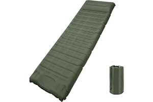 Afurkuot Green Self Inflating Sleeping Pad, 4.7” Single Air Mattress, Inflatable Camping Mat Built-in Foot-Pump & Pillow, Inf
