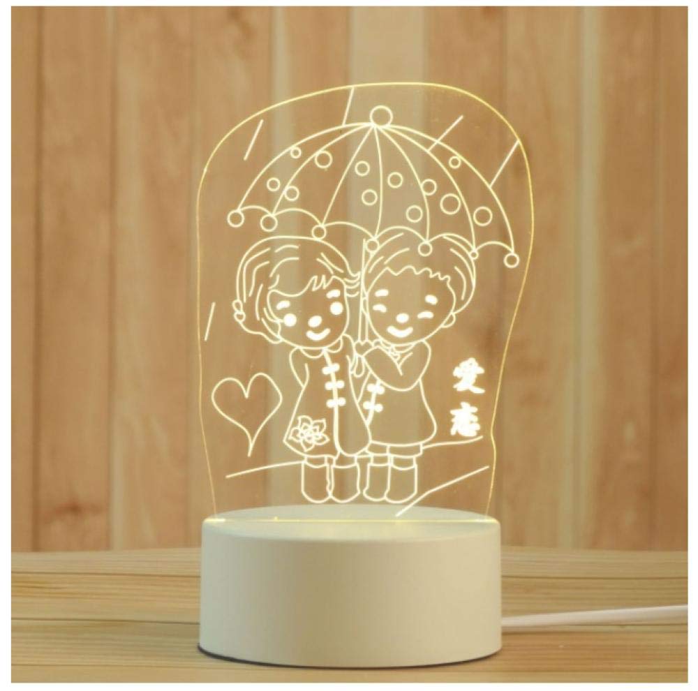 Liebespaar unter Regenschirm LED Nachtlicht 3D Illusion Lampe Kinder
