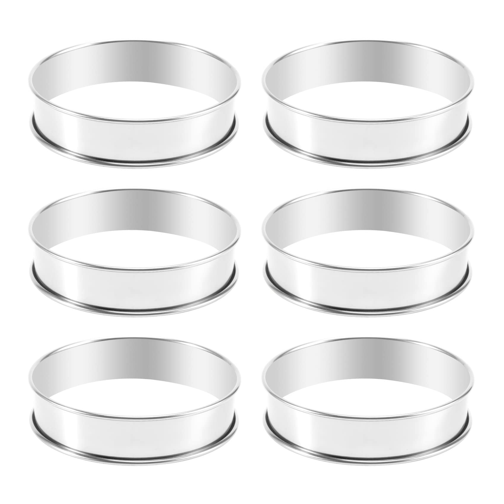 ZDSFSD 6 PCS Cooking Round Cake Ring Mold, Stainless Steel Muffin Tart Rings, Metal Molds Double Rolled Crumpet Circular Pastry