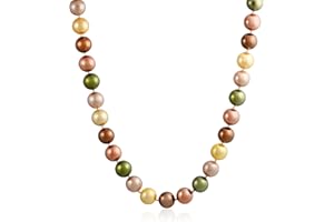 Black, White Brown Grey Blue Multi-Color Strand Long 10MM Simulated Pearl Necklace for Women 18, 20 Inch