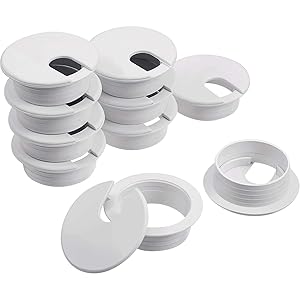 Desk Grommet, Plastic Desk Cord Cable Hole Cover Grommet for Computer Table Wire Organizer for Home and Office, 35 mm/ 1.38 Inch Mounting Hole Diameter (White, 8 Packs)