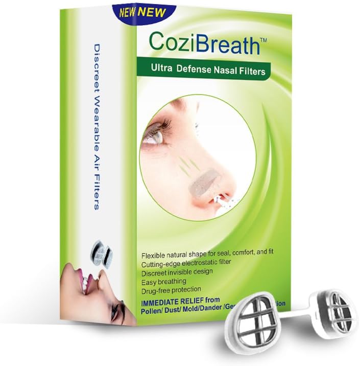 CoziBreath Nasal Filter Allergy Relief Pollen,Reduce Dander,Dust,Pet Hair Invisiable Nose Mask