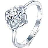 BORUO 925 Sterling Silver Ring, Cubic Zirconia CZ Eternity Engagement Wedding Band Ring Size 4 to 12