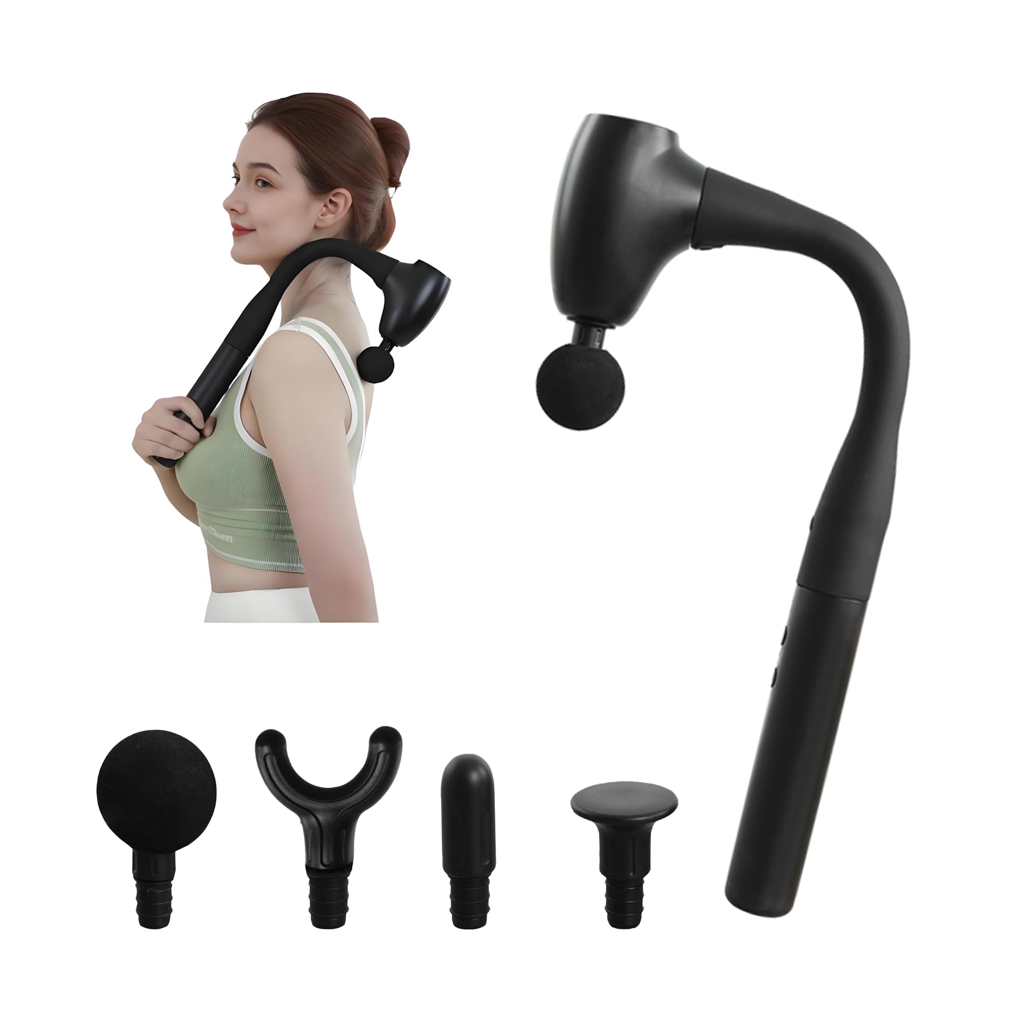 View 1 of **PRE USED TURNS UNABLE TO FULLY TEST**
HELPHIER Massage Gun with Extended Handle, Upgraded U-Shaped Back Massager, Reaches Hard-to-Access Muscles, 4 Massage Heads & 4 Speed Levels, Body Massager for Back, Neck, Shoulder, Leg, Black