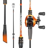Sougayilang Baitcaster Combo &ndash; IM6 Graphite 2-Piece Rod, M/MH Power, Stainless Steel Guides, 6.3:1 Gear Ratio, 18LB Drag for Bass, Walleye, Catfish Travel Combo