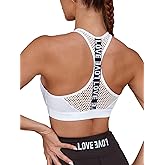AGSWQ Sexy Sports Bras for Women High Impact Sports Bra Padded Workout Yoga Bra Crop Top