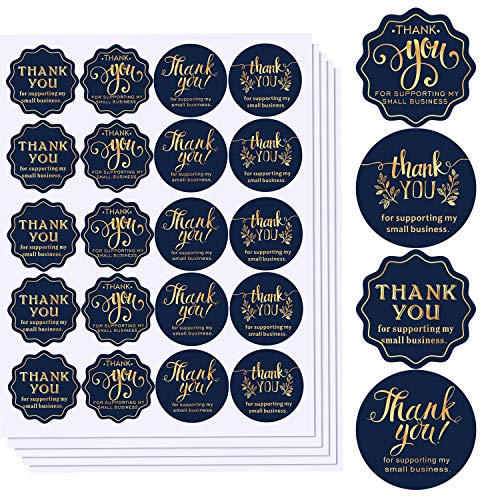 500 Pcs Thank You For Supporting My Small Business Stickers Labels 4 Designs Blue Gold Round Stickers For Package Present Bags Boxes For Business Online Retailers Boutiques Shops 1 5 Inches Pricepulse