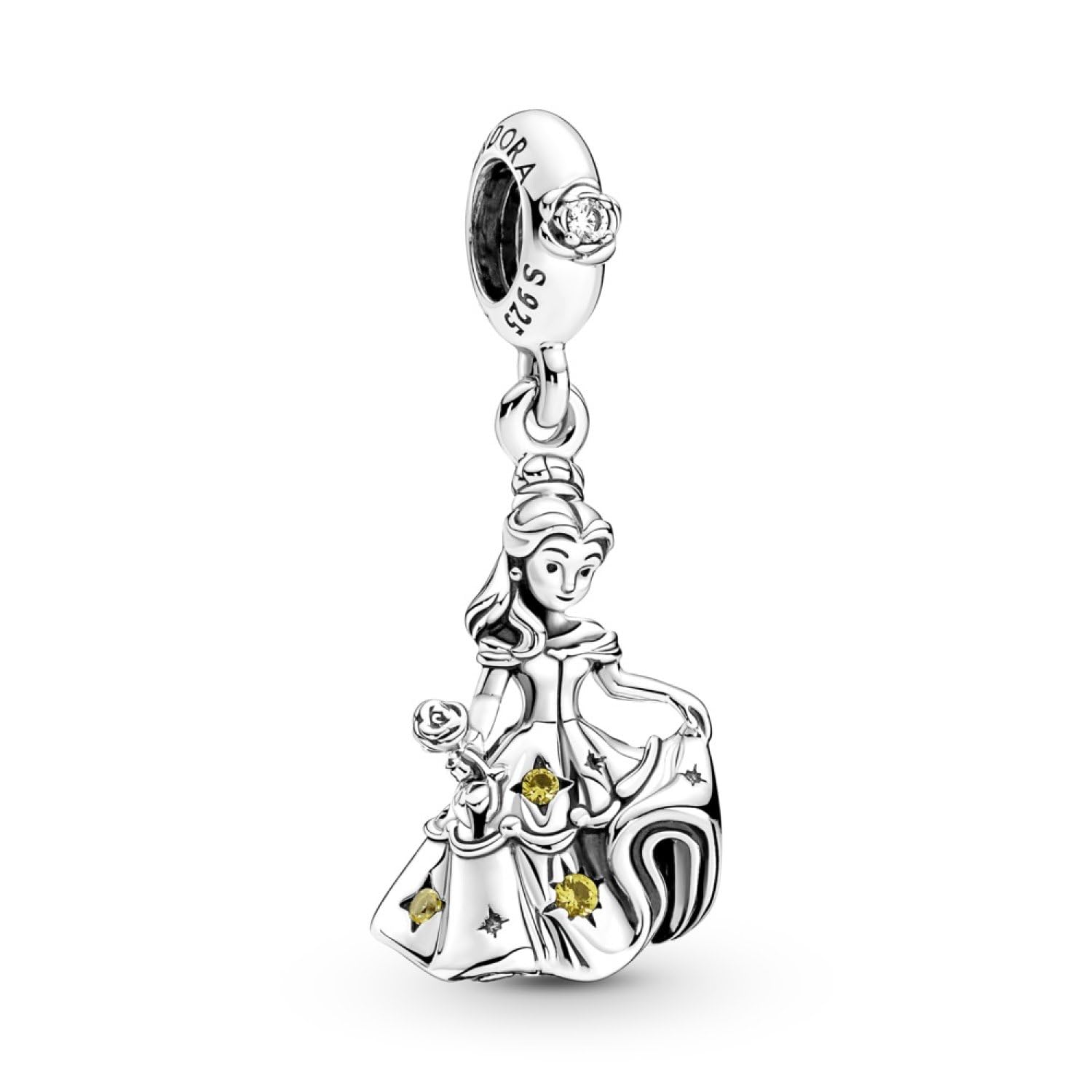Pandora Disney Belle dangle with blazing yellow crystal and clear cubic zirconia