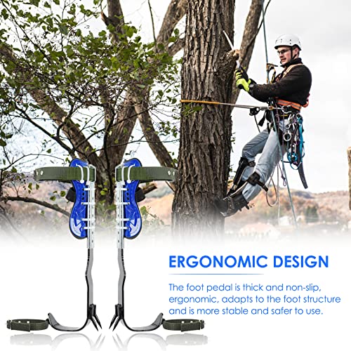Hlieeosfcn Tree Climbing Spikes Set, Claw Pruning Tree Climbing Equipment,Tree Climbing Spikes Adjustable Height,With Adjustable Safety Harness Belt