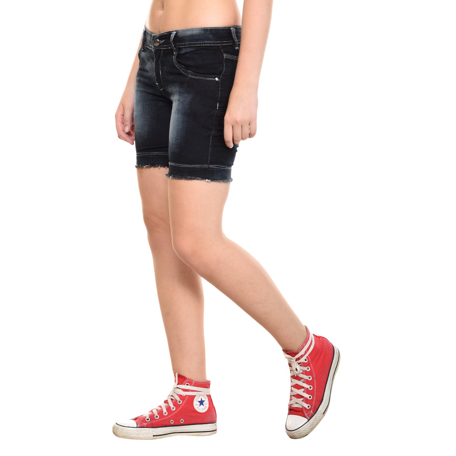 fourgee womens black denim shorts