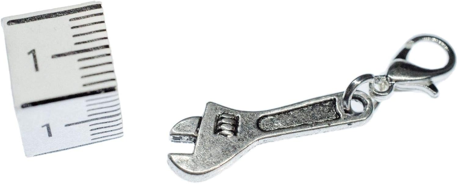 Miniblings Wrench Spanner Charm Pendant Tool ADJustable Tools Workshop, Silver, 24mm - Image 4