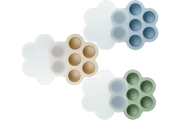 PandaEar 3 Pack Baby Food Freezer Tray with Lids, Silicone Baby Food Storage Container for Homemade Baby Food, Purees, Breastmilk (Blue/Green/Carnation)