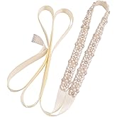 Fubney Pearl Wedding Belt Beaded Bridal Belt Handmade Pearls Sash Belt,Bride sash for Bridesmaid Flower Gril Wedding Dress