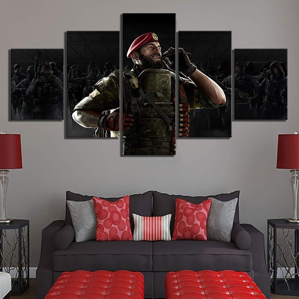 YFJL 5 Pieces Artwork Canvases Paintings Rainbow Six Siege Maestro Prints On Canvas Decoration for Home Wall,B,20302+20402+20501