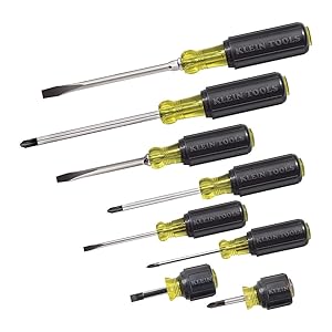 Screwdriver Set 8 Piece, 4 Phillips and 4 Flat Head Tips, Cushion Grip, Precision Machined Klein Tools 85078