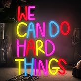 WE CAN DO HARD THINGS Neon Sign Neon Lights,Led Signs for Bedroom Wall, Bar Sign, Library, Western Home Decor,Christmas Birthday Party Gift With Dimmable Switch (13.4 x 10.6 inch)