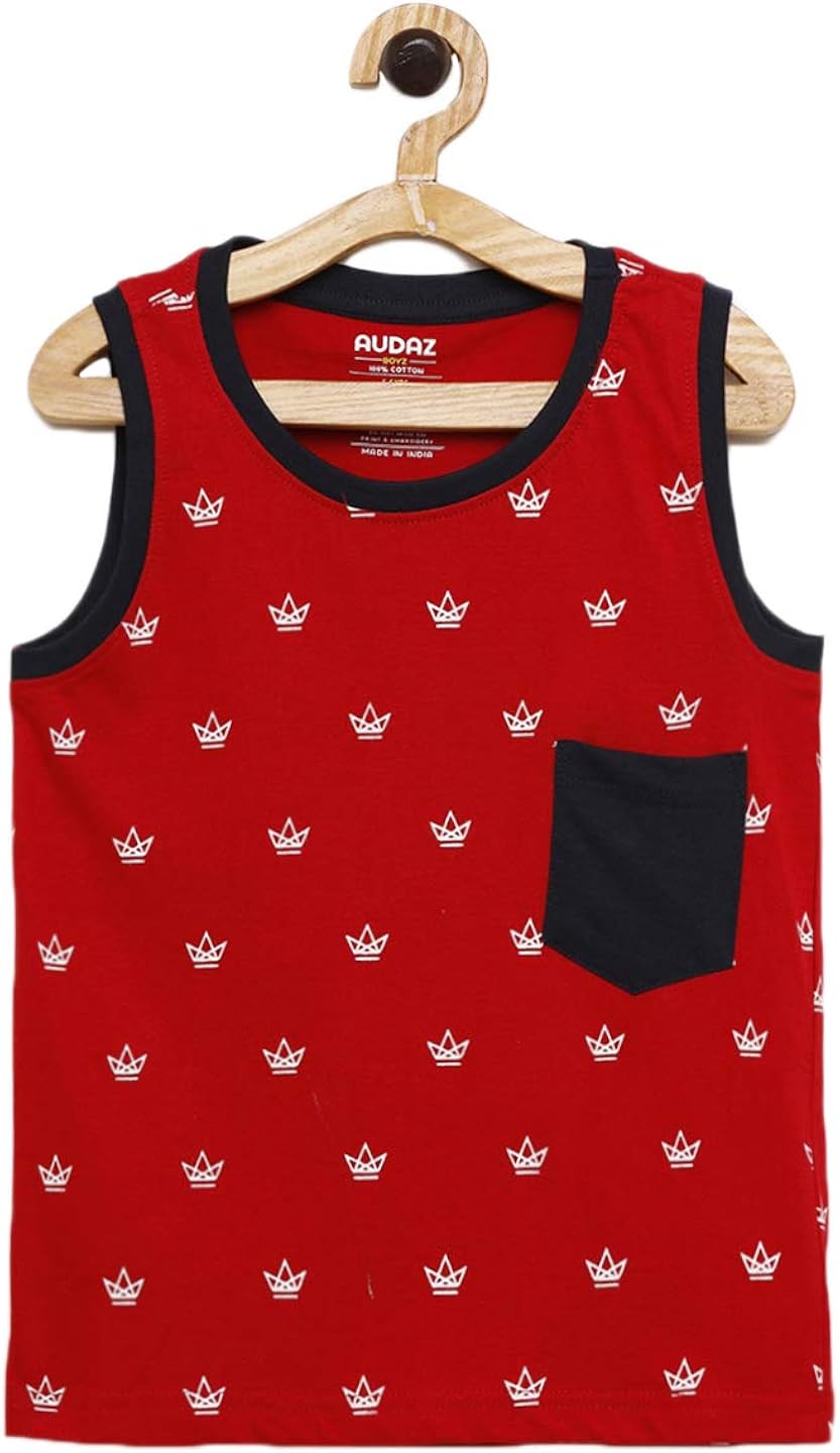 Buy Audaz Kids Boys Sleeveless Basic Crew Neck TShirt Solid Cotton