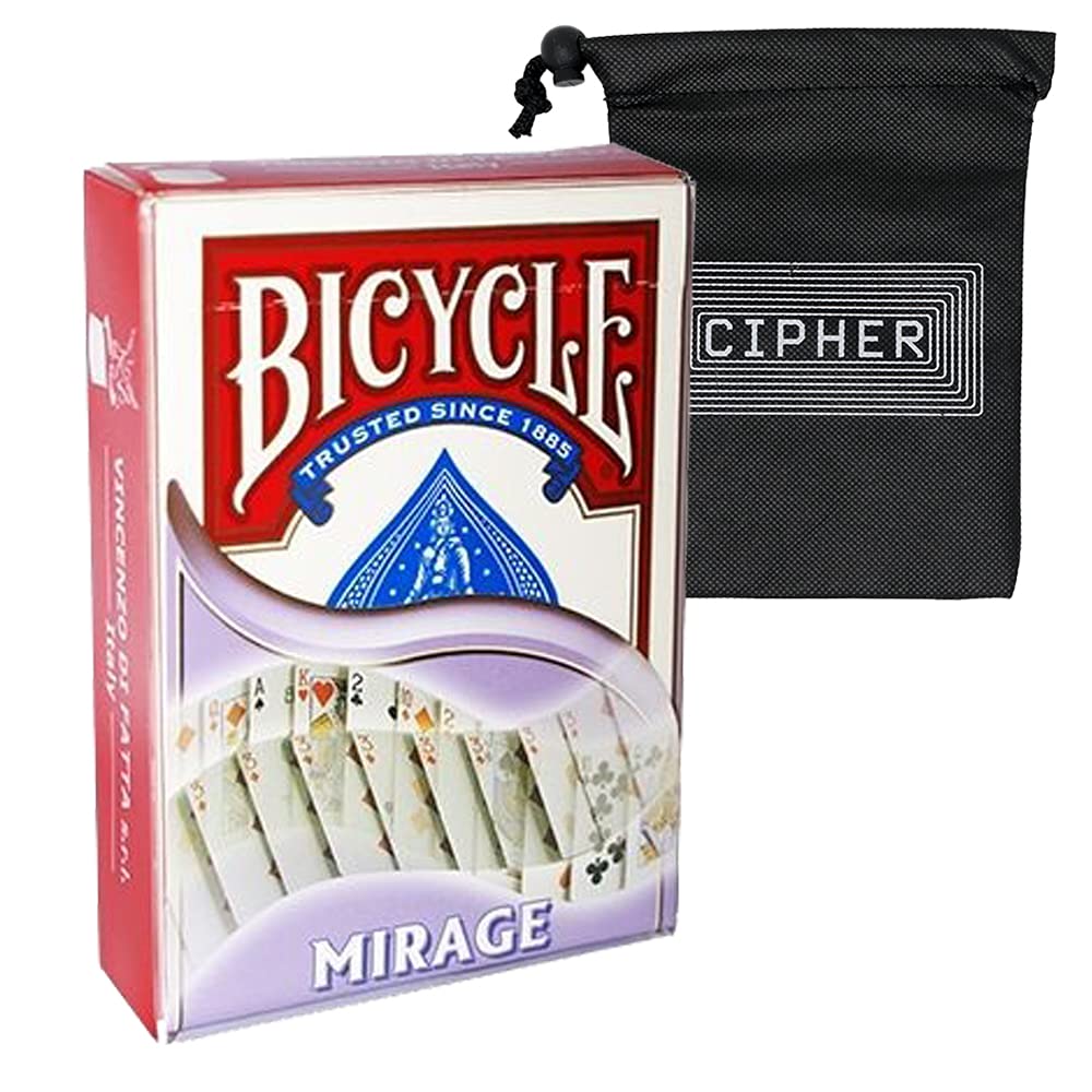 Bicycle Mirage Deck - Bicycle Magic Trick Deck - Includes Cascade Card Bag (Red)