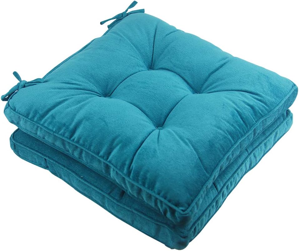 Tiita Patio Chair Pads Cushions 18 x 18 Inch Square Floor Pillows Pad for Outdoor Kitchen Dining Chairs with Ties Set of 2, Blue: Kitchen & Dining