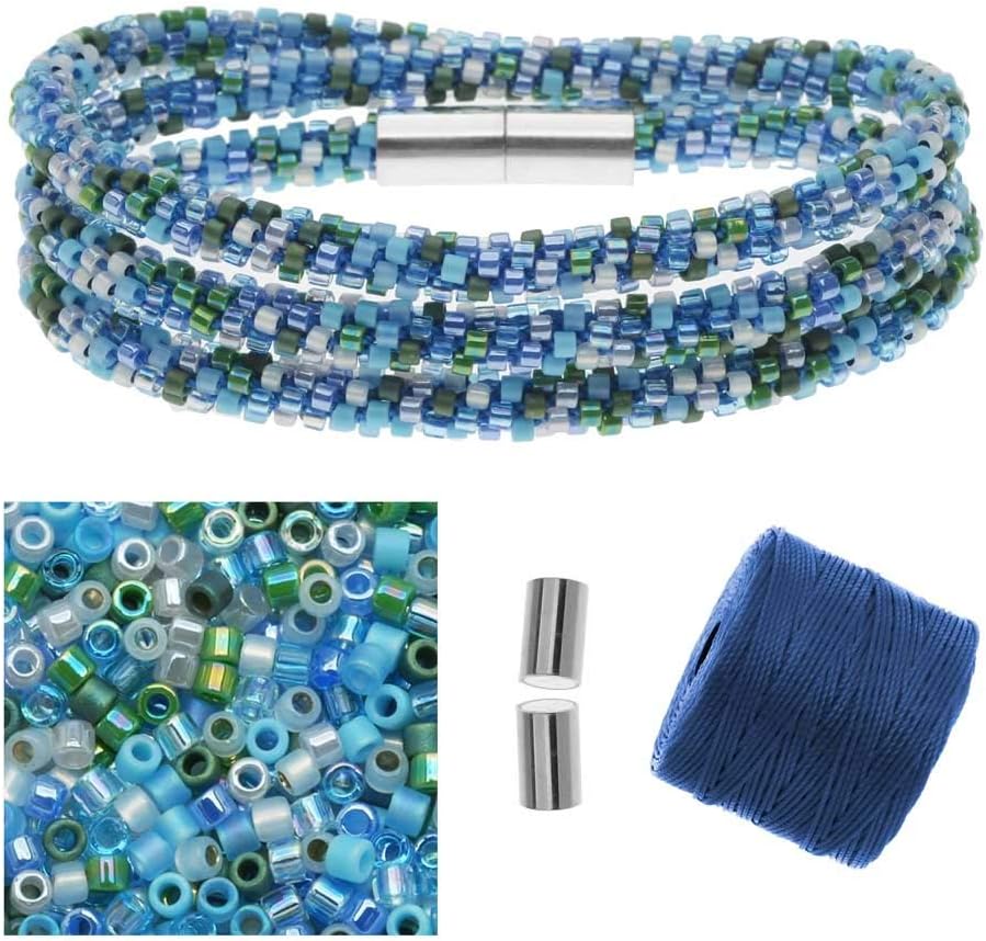 Exclusive Beadaholique Refill - Beaded Kumihimo Wrap Bracelet Kit-Blue Tone Jewelry Kit