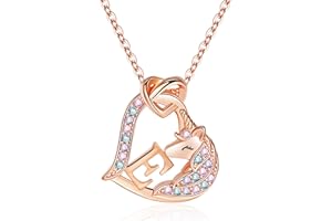 FLNEOO Unicorn Gifts for Girls Kids Idea- Kids Personalized Gifts Colorful CZ Necklace for Girls Heart Initial Jewelry Kiss Unicorn Necklace Daughter Classic Unicorns Gift Birthday Gifts for Girls