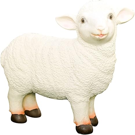 Amazon Co Jp Zyle かわいい子羊の置物の装飾品 樹脂動物の像漫画家庭中庭のバルコニーの装飾 ホーム キッチン