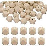 HARFINGTON 50Pcs Hexagonal Silicone Beads 14mm Geometric Focal Loose Beads Bulk for Keychain Lanyard Necklace Bracelet Making DIY Pen, Light Khaki