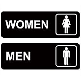 Restroom Sign – Commercial Men’s and Women’s Restroom Sign – Modern Bathroom Door Plaque (2-Pack), Premium Frosted Acrylic Material, Super Strong Self-Adhesive, Quick Installation, Suitable for Home and Business Use (9 x 3 Inches, Black)