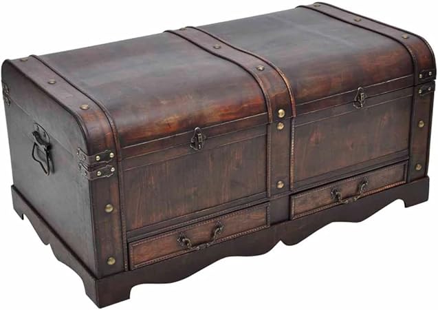 vidaXL Gran Cofre/Caja del Tesoro de Madera en Estilo Antiguo: Amazon.es: Hogar