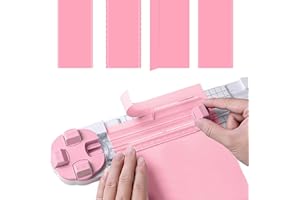 KAKALOTE Paper Cutter,4-in-1 Paper Trimmer,Photo Cutter,Multi-Function Scrapbooking Tool with Dial Blades of Straight,Wave,Perforated,Creasing for Cutting Paper,Coupons,Postcards,Card (Pink)