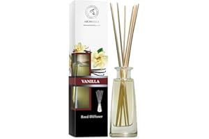 AROMATIKA TRUST THE POWER OF NATURE Reed Diffuser with Natural Essential Oil Vanilla 3.4 Fl Oz (100ml) - Scented Reed Diffuser - Gift Set with Bamboo Sticks - Best for Aromatherapy - SPA - Home - Office - Fitness Club
