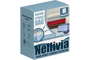 Nellivia 8 Mega Jumbo XXL Vacuum Storage Bags with Pump, Supersized Compression Space Saver for Comforter, duvet, Bedding, Blanket storage, Vacuum Seal Bags for Clothing, Durable Safe Poly Material