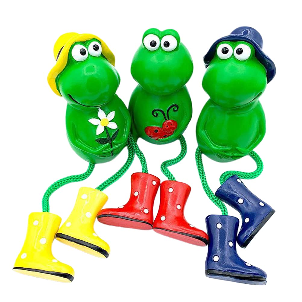 3 Pieces Decorative Garden Frog Figures, Frog Garden Ornament, Weatherproof and Durable, Animals Garden Decoration, Resin Handmade Farm Balcony Living Room Decoration